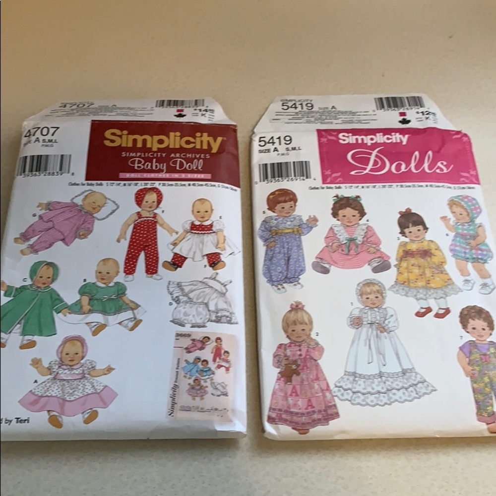 2 Simplicity Doll Patterns used